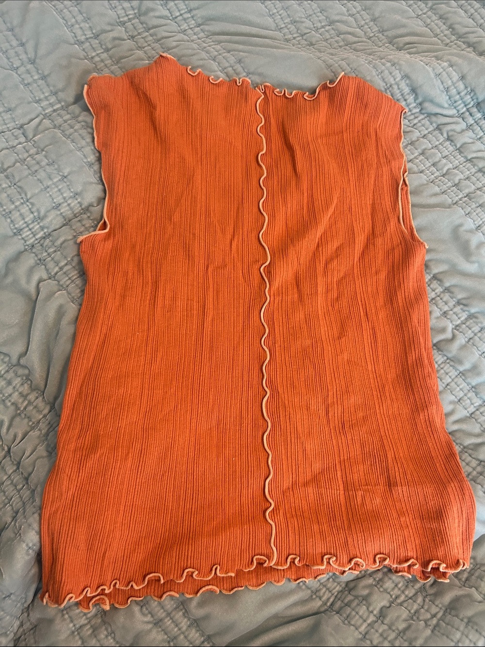 Orange Ruffled Edge Ribbed Top - Picture 2 of 2